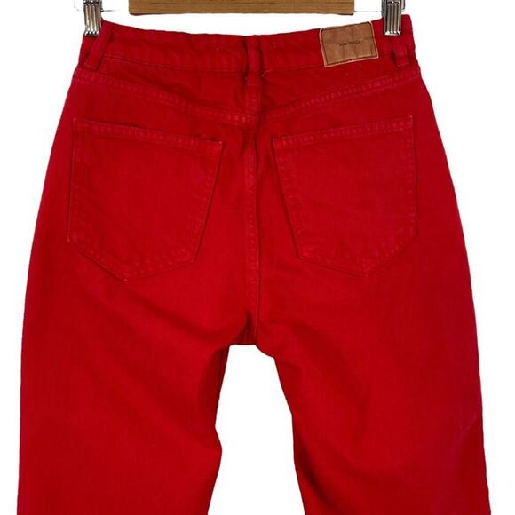 ZARA Z1975 HIGH RISE STRAIGHT LEG RED DENIM JEANS 6147/080 SIZE 4 - Picture 11 of 15